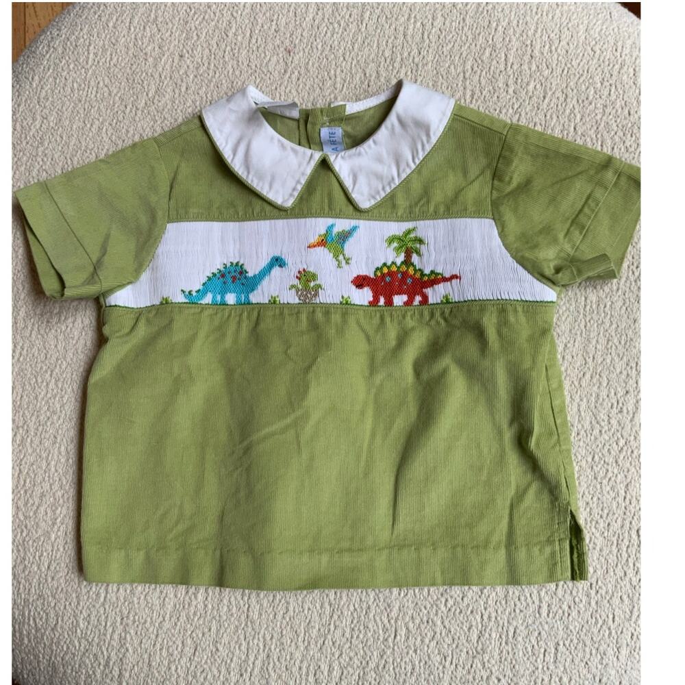 Vive La Fete Smocked Corduroy Dinosaur‎ Top size 2